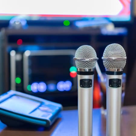 Two Microphones at a Karaoke Bar