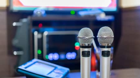 Two Microphones at a Karaoke Bar