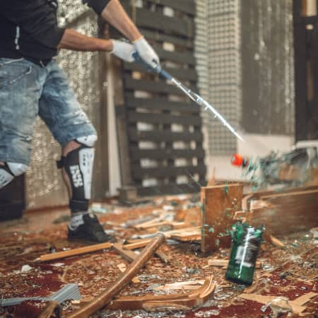 Man Participating at a Rage Room