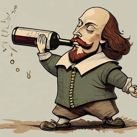 AI Illustration of Shakespeare Drinking Wine