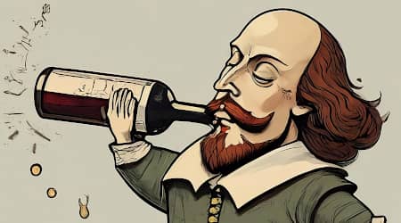 AI Illustration of Shakespeare Drinking Wine