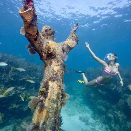 Snorkeler at Christ of the Abyss