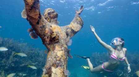 Snorkeler at Christ of the Abyss