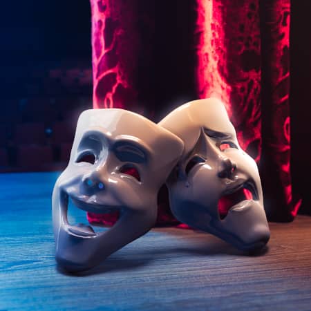 Comedy and Drama Theater Masks on Stage