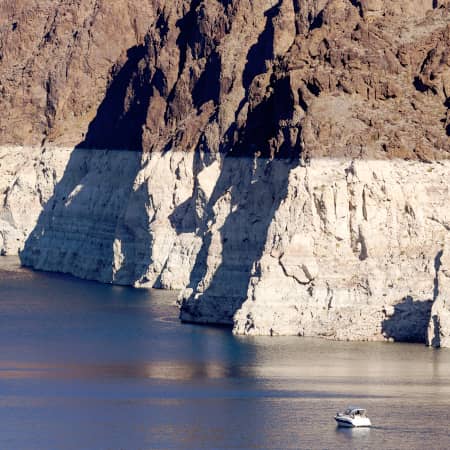 Boat approaching Hoover Dam