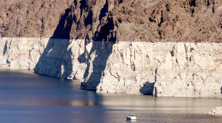 Boat approaching Hoover Dam