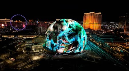 Aerial view of The Sphere, Las Vegas