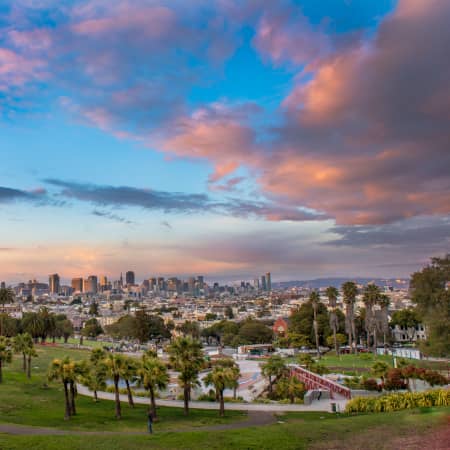 Dolores Park in the Mission District at Sunset