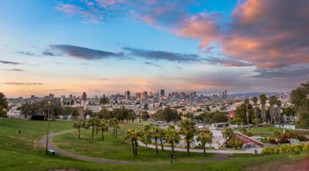 Dolores Park in the Mission District at Sunset