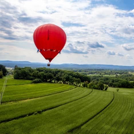 Hot air balloon flying over Pennsylvania