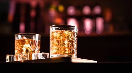 Two Whiskey on the Rocks at a Luxury Bar